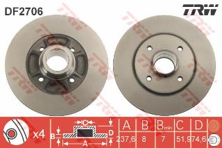 FREN DİSKİ ARKA R19 CLİO I II MEGANE DÜZ 238MM resmi