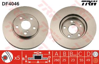 ÖN FREN AYNASI AVENSİS 1.6 VVTİ-1.8 VVTİ İE-2.0D-2.0TD 97-2.03 260X25X5DLXHAVALI resmi