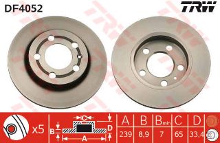 FREN DİSKİ ARKA GOLF IV 97> BORA 99> / A3 96> TT 98> / OCTAVIA I 96> DÜZ 239MM resmi