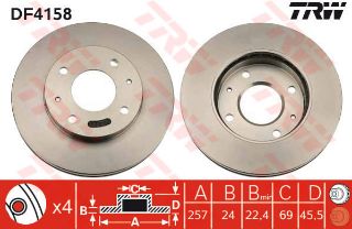 ÖN  FREN DİSKI AYNASI 257MM  ELANTRA 1.6 - 1.8 00-06 - MATRİX 1.5 CRDI 1.6-1.8 01> resmi