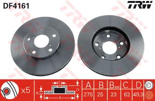 ÖN FREN AYNASI RAV4 II 1.8VVT-2.0 16V 00 2.0VVTI-2.4VVTI-2.0D-4D 01 275X25X5DLXHAVALI resmi