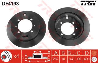 FREN DİSKİ ARKA SANTAMO 99> / JOICE 00> / SPACE RUNNER  91> GALANT 92>03 LANCER 03> SPACE WAGON 91>98 DÜZ 262MM resmi