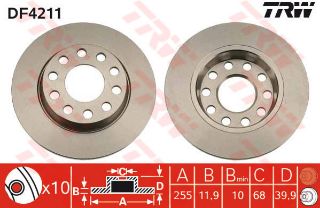 FREN DİSKİ ARKA 2002-2013 AUDI: A4 8E2, B6, A4 8EC , B7, A4 AVANT 8E5, B6, A4 AVANT 8ED, B7, A4 CONVERTİBLE 8H7, B6, 8HE, B7 AUDI FAW-AUDI: A4 B6, 8E2, A4 B7, 8YC SEAT: EXEO 3R2, EXEO ST 3R5 resmi