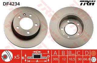 FREN DİSKİ ARKA MASTER II 98> / MOVANO A 98> / INTERSTAR 02> DÜZ 305MM resmi