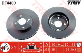 ÖN FREN AYNASI COROLLA 1.4-1.6-1.8 VVT-İ 01/02 255X25X4DLXHAVALI resmi