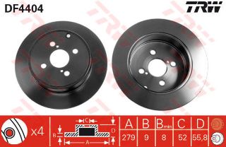 FREN DİSKİ ARKA COROLLA VERSO 04>07 COROLLA 03>07 1.4 D4D DÜZ 279MM resmi