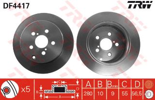 FREN DİSKİ ARKA AVENSİS 1.6 VVTI 1.8 2.0 2.0 D4D-2.4 03> 280×10×5DL resmi