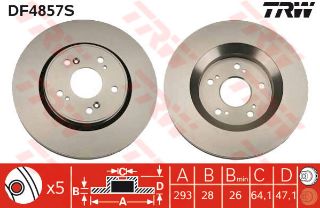 ÖN FREN AYNASI HONDA CR-V III 2.0I-2.4IVTEC-2.4-2.2 I-CTDI 06 293X28X5DLXHAVALI resmi