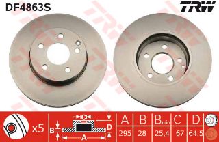 ÖN FREN AYNASI C SERİ C200-C220-C230-C250-C280-C300- E SERİ-E250-E200-E220-E250 295X28X5DLXHAVALI resmi