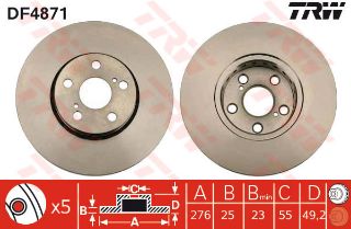 ÖN FREN AYNASI HAVALI AVENSİS T22 1.8 VVT-I/2.0 VVT-I 00-03 resmi