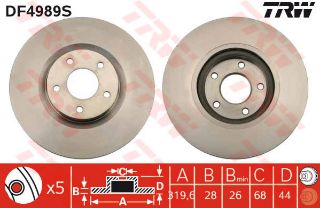 ÖN FREN AYNASI NİSSAN QASHQA-KALEOS İ2 2.0-2.0 DCİ 4X4 08 320X28X5DLXHAVALI resmi