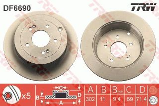 FREN DİSKİ ARKA CLİO IV 13> / SANTAFE 06> DÜZ 302MM resmi