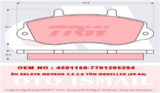 ÖN BALATA MASTER II 98 MOVANO 1.9 DTI 2.5 2.8 98 resmi