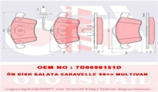 ÖN BALATA TRANSPORTER T4 CARAVELLE 2.5 TDI 90-03 GDB1391 resmi