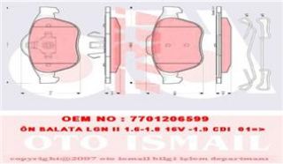 ÖN BALATA LGN II 1.6-18 16V -1.9 CDI 01 ESPACE 11.02 VELSATIŞ 05 resmi