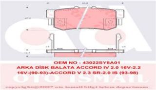 FREN BALATASI ARKA CİVİC VII 01>05 CİVİC VIII 05> ACCORD VII 98>02 ACCORD VIII 06> resmi