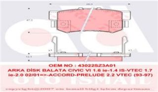 FREN BALATASI ARKA CİVİC VII 01>05 CİVİC VIII 05> ACCORD VII 98>02 ACCORD VIII 06> resmi