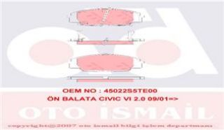 ÖN  FREN BALATASI CİVİC VI2.0 TYPE-R 01>11 S00 00> resmi