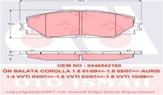 ÖN BALATA COROLLA 1.6 01/09 -1.8 05/07 -AURIS 1.4 1.6 VTI 03/07 1.8 VVTI 10/06 RAV4 III 3.06 resmi