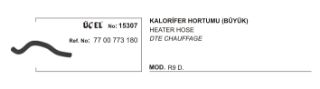 KALORİFER HORTUMU 15307 R9 DİZEL BÜYÜK 7700773180 resmi