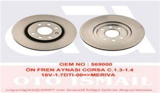 ÖN FREN AYNASI CORSA C Z14 Y17DT 00-03 1.3CDTİ03 COMBO 01-03 1.3CDTİ 04 TIGRA 04 260X23.9X6D resmi