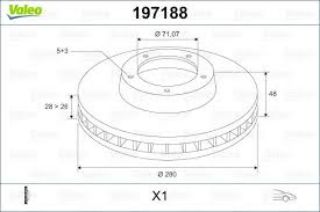 ÖN  FREN DİSK AYNASI SCUDO III EXPERT III JUMPY III 1,6HDI / 1,6JTD MULTIJET 90 01 / 07> HAVA SOGUTMALI OLCU: (280 / 28 26MM) resmi