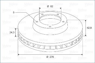 ÖN  FREN DİSK AYNASI TRANSİT V184 2,0TDCI 04>06 O,CEKER OLCU: (276MM X 24,5 5 BİJON) HAVA SOGUTMALI resmi