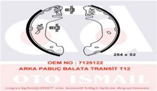 X ARKA PABUÇ BALATA TRANSİT T12 2.0 2.5DI 2.5TD 94-00 254X52 resmi