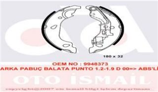 PABUÇLU FREN BALATASI FIAT PUNTO 1.2, 1.9D, ABS+, resmi