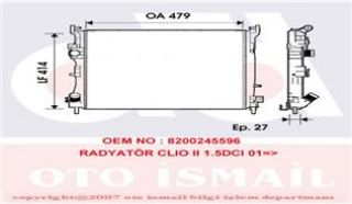 SU RADYATÖRÜ CLİO II THALIA 1.5DCI 09- MEKANIK KLIMALI 479X414X27 resmi