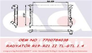 SU RADYATÖRÜ CLİO I-R21TL/GTL 1,4/1,7 430X377,5X23 89--> resmi