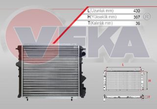 SU RADYATÖRÜ RENAULT R19 1.4 KARBURATORLU M-T/A-T AC+/- 1988-2000 resmi