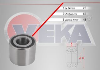 ARKA TEKERLEK RULMANI SOL SAĞ 25X55X43 RENAULT KANGOO 1.5 DCI - 1.9D 1998-2008 / LAGUNA I 1.6İ - 1.8İ - 2.0İ - 1.9 DCI 1993-2001 resmi