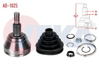 AKS KAFASI SOL SAĞ ÖN DIS AUDI A3 I (8L1) 1.8 T 36X27X53 UZUNLUK 142,5 MM 1996-2003 resmi