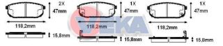 FREN BALATA ARKA İKAZLI KİA SORENTO I (JC) 2.4İ 2002-2009 / KİA SORENTO I (JC) 2.5 CRDI 2002-2009 resmi