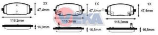 FREN BALATA ÖN İKAZLI KİA PICANTO (BA) 1.25 2004-2011 / PICANTO (BA) 1.1İ 2004-2011 / HYUNDAİ I10 (PA) 1.1İ 12V 2008-2013 / I10 (BA) 1.0 D-CVVT 2013- /  I10 (BA) 1.2 D-CVVT 2013- resmi