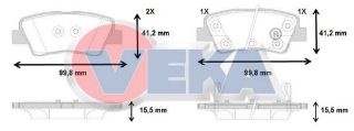 FREN BALATA ARKA TEL DELIKLI HYUNDAİ ACCENT BLUE 1.4 - 1.6 CRDI 2012-/ ELANTRA 1.6 CRDI - 1.6 D-CVVT 2015-/ I30 1.6 CRDI 2016-/ KİA RİO III 1.4 CRDI 2011-2014 resmi