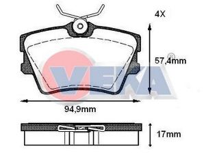 FREN BALATA ARKA VOLKSWAGEN TRANSPORTER IV (70XB,70XC,7DB,7DW) 1.9 D 1990-2003 / TRANSPORTER IV (70XB,70XC,7DB,7DW) 2.5 D 1990-2003 resmi