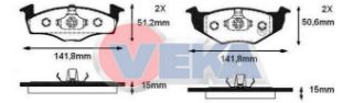 FREN BALATA ÖN VW POLO 1.4 1994-1999/ 1.4 TDI 1994-1999/ GOLF III 1.4İ 1991-1999/ GOLF III 1.6İ 1991-1999/ POLO 1.4 1999-2001/ POLO 1.4 TDI 1999-2001/ POLO CLASSIC 1.4 1995-2001 resmi