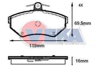 FREN BALATA ÖN VW GOLF IV 1.8 1997-2005/ GOLF III 1.6İ 1991-1999/ GOLF III 1.4İ 1991-1999/ PASSAT 1.9 TDI 1988-1997/ POLO 1.4 1995-2001/ CORDOBA 1.4 TDI 1999-2002/ İBİZA II (6K1) 1.9 TDI 1993-2002 resmi