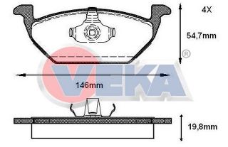 FREN BALATA ÖN VW GOLF IV 1.4İ 16V 1997-2005/ GOLF IV 1.6İ 16V 1997-2005/ CADDY II 1.9 TDI 1995-2004/ CADDY II 1.9 SDI 1995-2004/ LEON 1.9 TDI 1999-2006/ İBİZA IV 1.4 TDI 2002-2009/ A1 1.4 TFSI 2010- resmi