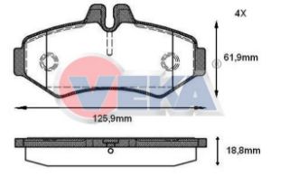 FREN BALATA ARKA VOLKSWAGEN LT 28-35 II 2.8 TDI 1996-2006 /  MERCEDES SPRINTER 3T (903) 313 CDI 1995-2006 / (903) 308 D 1995-2006 / (903) 310 D 1995-2006 / (903) 312 D 1995-2006 resmi