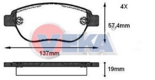 FREN BALATA ÖN PEUGEOT 307 1.6 2000-2007/ 307 1.6 HDI 2000-2007/ 207 1.4İ 2006-2012/ 207 1.6İ 16V 2006-2012/ 207 1.6 HDI 2006-2012/ CITROEN C4 1.6 2004-2009/ C4 1.6 HDI 2004-2009 resmi