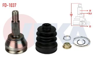 AKS KAFASI SOL SAĞ ÖN DIS FORD FİESTA V 1.25İ  25X22X53.3 UZUNLUK 141 MM 2001-2008 resmi