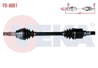 KOMPLE AKS SOL ÖN FORD FİESTA V 1.4 TDCI  UZUNLUK 621MM 2001-2008 resmi