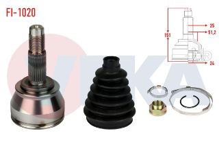 AKS KAFASI SOL SAĞ ÖN DIS FIAT DOBLO (119,223) 1.3 MJT 24X25X51,2 UZUNLUK 151,5 MM 2001-2010 resmi