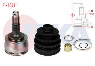 AKS KAFASI SOL SAĞ ÖN DIS FIAT GRANDE PUNTO (199) 1.2 MPI 22X21X51.2 UZUNLUK 133,5 MM 2005-2012 resmi