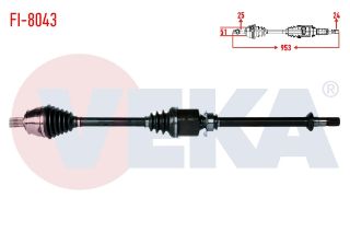 KOMPLE AKS SAĞ ÖN FIAT FİORİNO (225) 1.3 MJT UZUNLUK 953MM 2007- resmi