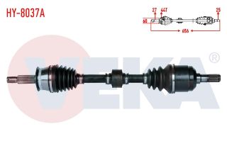 KOMPLE AKS SOL ÖN HYUNDAİ ELANTRA 1.6İ A-T ABSLI 44 DIS UZUNLUK 656MM 2001-2007 resmi