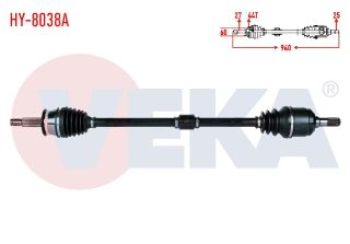 KOMPLE AKS SAĞ ÖN HYUNDAİ ELANTRA 1.6İ A-T ABSLI 44 DIS UZUNLUK 940MM 2001-2007 resmi